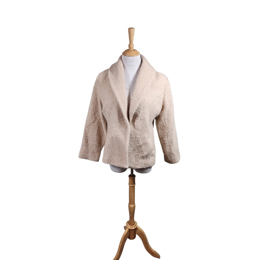 Eileen Fisher Wool Blend Textured Cream Blazer Size PL - Picture 2 of 8